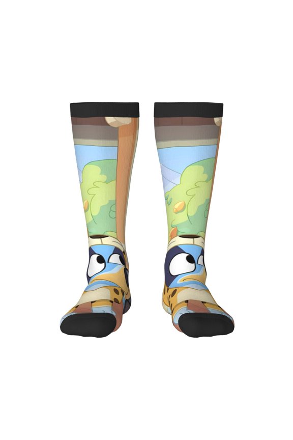 Bluey Pattern Crazy Funny Stocking for Men & Women Colorful Fun Novelty Stockings Gifts for Adults Gag Gifts