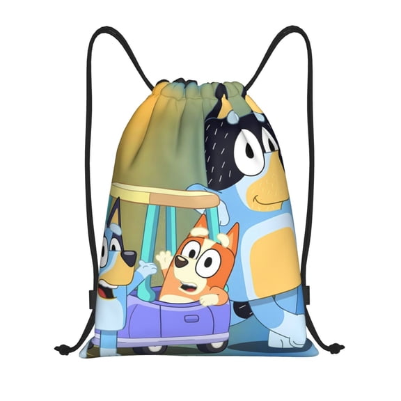 Johaoi Bluey Pattern Drawstring Gym Bag for Men,Waterproof Drawstring Backpack for Women Swim Bag Pull String Sport Gym Sackpack-