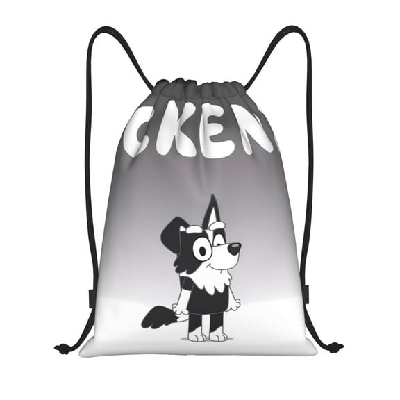 Johaoi Bluey Pattern Drawstring Gym Bag for Men,Waterproof Drawstring Backpack for Women Swim Bag Pull String Sport Gym Sackpack-