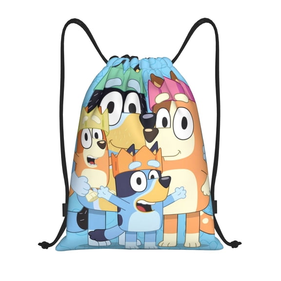 Johaoi Bluey Pattern Drawstring Gym Bag for Men,Waterproof Drawstring Backpack for Women Swim Bag Pull String Sport Gym Sackpack-