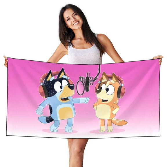 Johaoi Bluey Pattern Microfiber Thin Beach Towel,Sand Free Quick Dry Towels for Swimming Pool Camping Beach Accessories Travel Things,27.5x55in