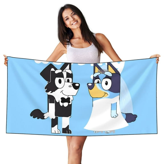 Johaoi Bluey Pattern Microfiber Thin Beach Towel,Sand Free Quick Dry Towels for Swimming Pool Camping Beach Accessories Travel Things,27.5x55in