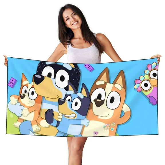 Johaoi Bluey Pattern Microfiber Thin Beach Towel,Sand Free Quick Dry Towels for Swimming Pool Camping Beach Accessories Travel Things,27.5x55in