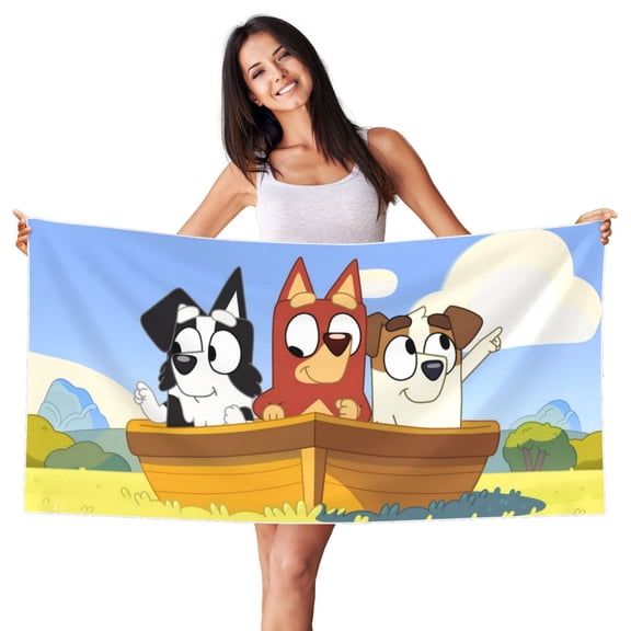 Johaoi Bluey Pattern Microfiber Thin Beach Towel,Sand Free Quick Dry Towels for Swimming Pool Camping Beach Accessories Travel Things,27.5x55in