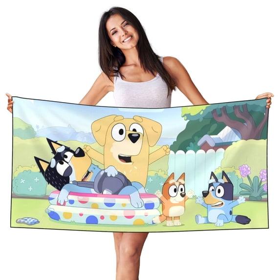 Johaoi Bluey Pattern Microfiber Thin Beach Towel,Sand Free Quick Dry Towels for Swimming Pool Camping Beach Accessories Travel Things,27.5x55in