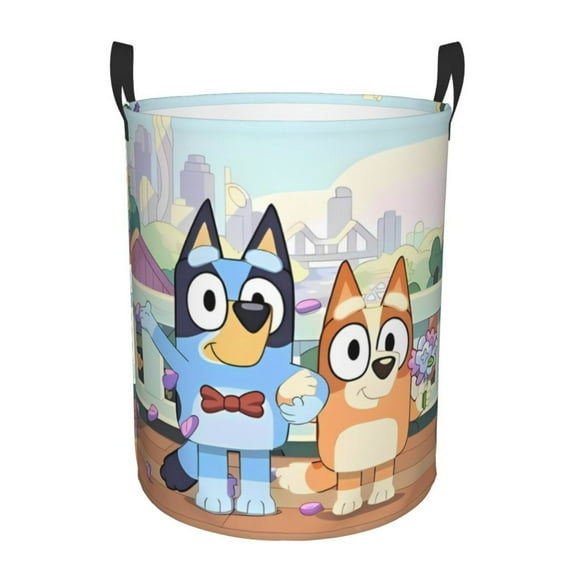 Johaoi Bluey Pattern Round Large Laundry Basket -Storage Basket - Toy Storage Basket, Perfect as Hamper, Kids Room Storage, and Toy Containment-Medium