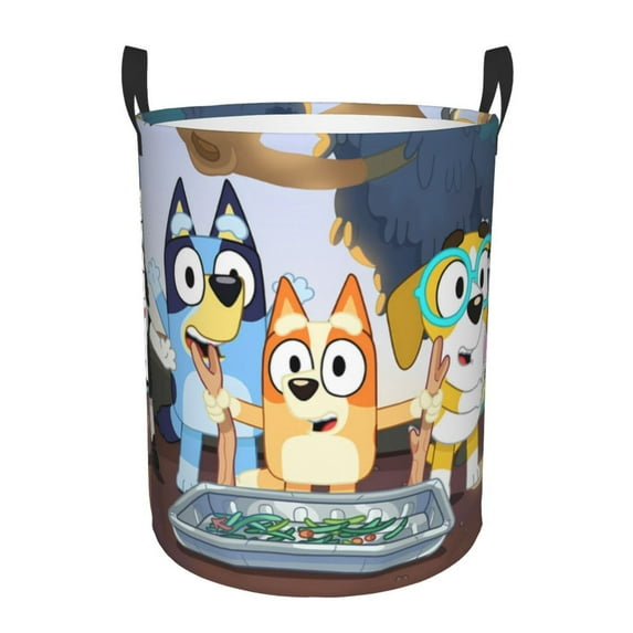 Johaoi Bluey Pattern Round Large Laundry Basket -Storage Basket - Toy Storage Basket, Perfect as Hamper, Kids Room Storage, and Toy Containment-Medium