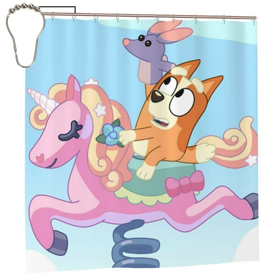 Johaoi Bluey Pattern Shower Curtain for Bathroom,Shower Curtain Set with 12 Hooks Bath Curtain for Home, Lightweight, Waterproof, Clear 72x72 Inches