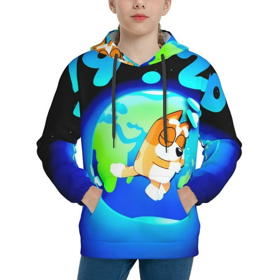 Johaoi Bluey Pattern Teen Pullover Hoodie Sweatshirts,Long Sleeve Pullover Casual Hooded Sweatshirt for Youth-Small
