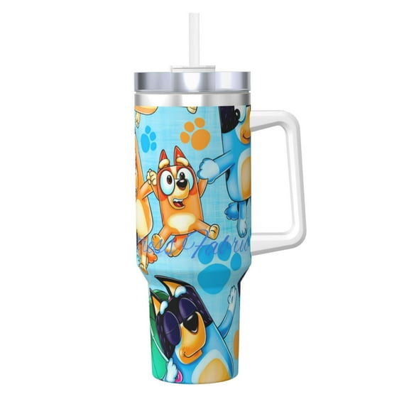 Johaoi Bluey for 40 OZ Tumbler | Insulated Cup with Handle and Straw Lid | Reusable Stainless Steel Water Bottle Travel Mug | Gifts for Women Men