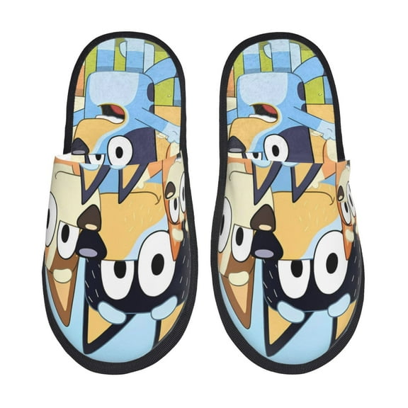 Johaoi Bluey for Indoor Slippers for Women Men,Soft Plush Warm Slip-on Slippers Fuzzy Plush Lining House Shoes-Medium