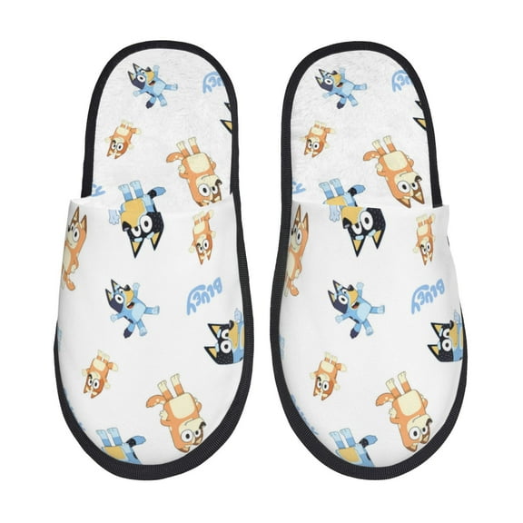 Johaoi Bluey for Indoor Slippers for Women Men,Soft Plush Warm Slip-on Slippers Fuzzy Plush Lining House Shoes-Medium