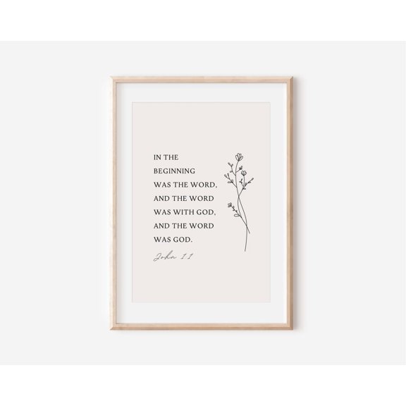 John 1 1 Minimal Christian Scripture Art Unframed Paper Print