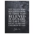 thumbnail image 1 of John 1:12 Belief The Right To Become Children Of God Christian Bible Verse Quote Scripture Typography Unframed Wall Art Print Poster Home Decor Premium, 1 of 4
