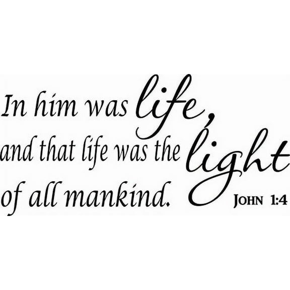 John 1:4 In Him Was Life and That Life Was The Light11 x 22 Bible Verse Wall Decal by Scripture Wall Art.Great Gift, Easy to Apply and includes Our Exclusive "Goof Proof Guarantee"