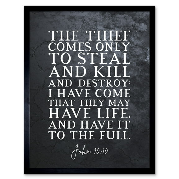 John 10:10 I have Come That They May Have Life Christian Bible Verse Quote Scripture Typography Art Print Framed Poster Wall Decor 12x16 inch