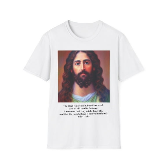 John 10:10, Jesus in Claude Monet Style, Unisex Softstyle T-Shirt
