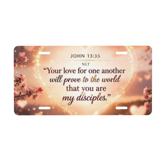 John 13 Love Quote Faith License Plate, Front Car Plate with 4 Holes 6 x 12 Inch