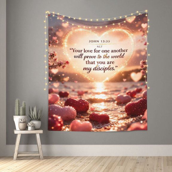 John 13 Love Quote Faith Tapestry Indian Wall Hanging Tapestries Room Decor for Bedroom Living Room Dorm 60X50inch
