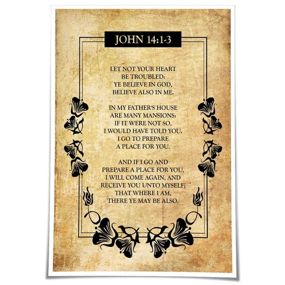 John 14 1 3 Bible Verse Wall Art Vintage Scripture Posters Art Prints Picture for Living Room Giclee Art Pieces Canvas Bathroom