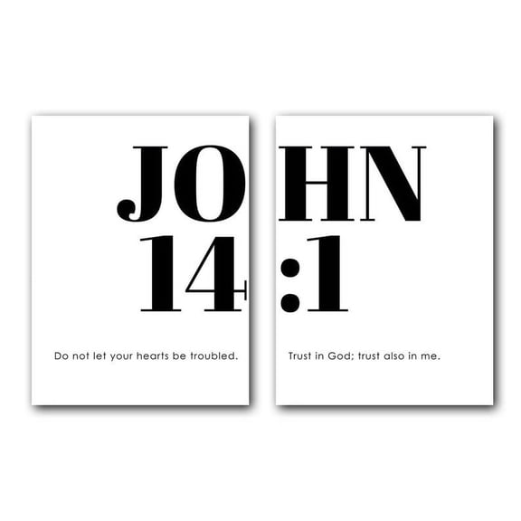 John 14:1 Wall Art, Bible Verse, Set of 2 Poster Prints, Home Wall Decor