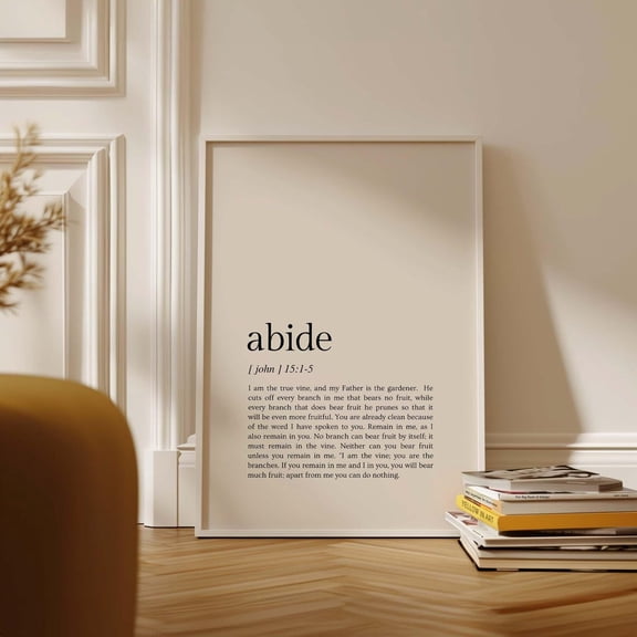 John 15 1 5 Abide in Me Minimal Scripture Wall Art Unframed Paper Print