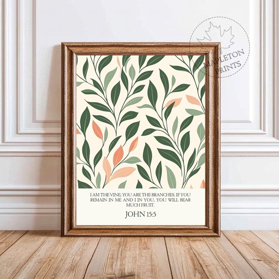 John 15 5 Bible Verse Vine and Branches Scripture Unframed Paper Print