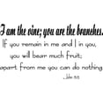 thumbnail image 1 of John 15:5, Bible Verse Vinyl Wall Decal by Scripture Wall Art, 11"x22" Black, Christian, 1 of 1