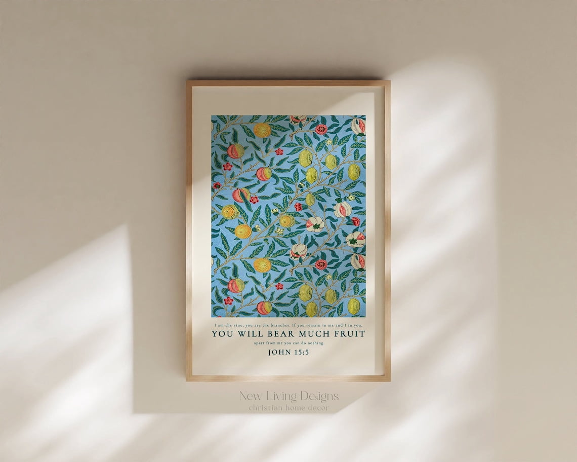 John 15 5 I Am The Vine Floral Modern Scripture Decor Bible Verse Home ...