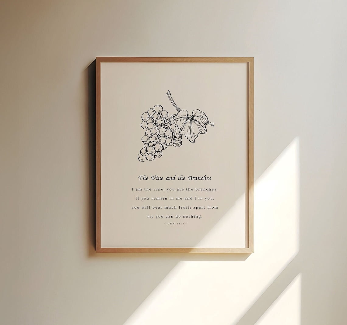 John 15:5 I Am The Vine You Are The Branches Vintage Christian Wall Art ...