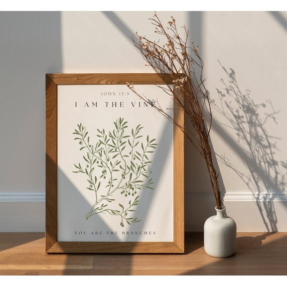 John 15:5 Vine And Branches Scripture Art, Unframed Paper Poster 24x36in