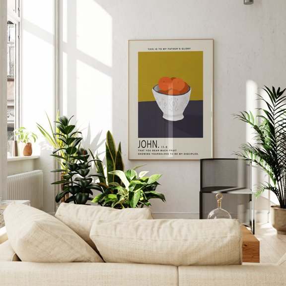 John 15 Bear Much Fruit Modern Scripture Decor Bible Verse Christian Faith Art, Unframed Canvas 8x10in