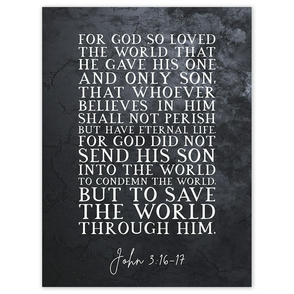 John 3:16-17 Eternal Life Sent His Son To Save The World Christian Bible Verse Quote Scripture Typography Unframed Wall Art Print Poster Home Decor Premium