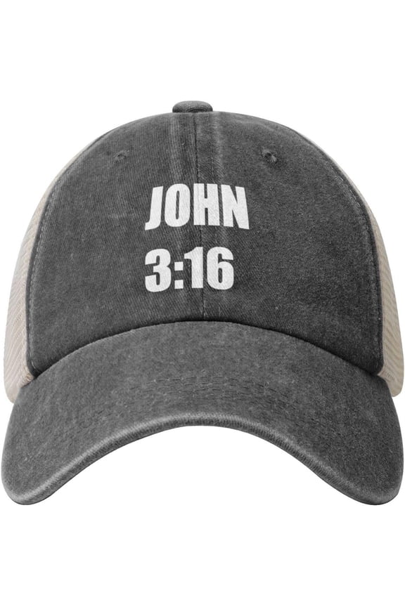 John 3:16 Believer-Christian Faith Cowboy Hat Men Vintage Mesh Baseball Cap Gift Women Trucker Hat Dad Hat Black