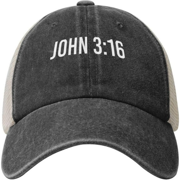 John 3:16 Believer,Jesus Cowboy Hat Men Vintage Mesh Baseball Cap Summer Sun Hat Gift Women Trucker Hat Dad Hat Black