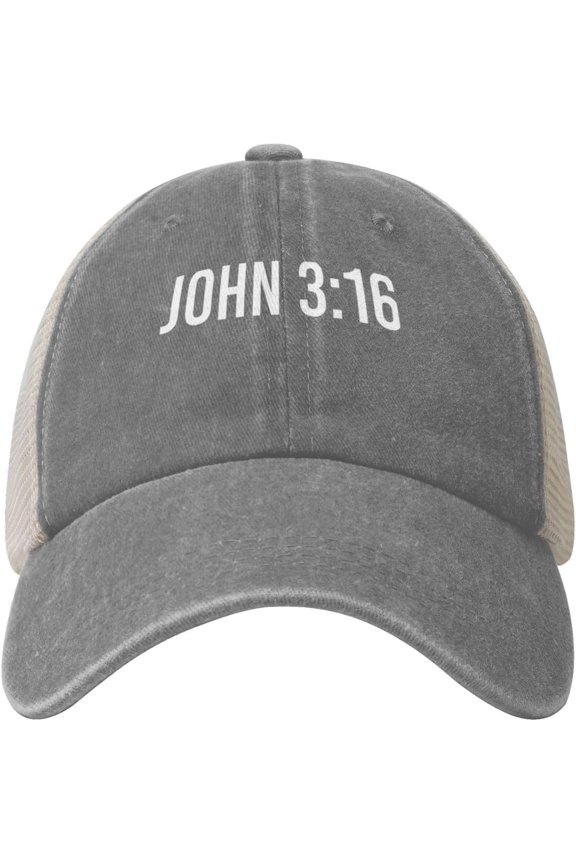 John 3:16 Believer,Jesus Cowboy Hat Men Vintage Mesh Baseball Cap Summer Sun Hat Gift Women Trucker Hat Dad Hat Black