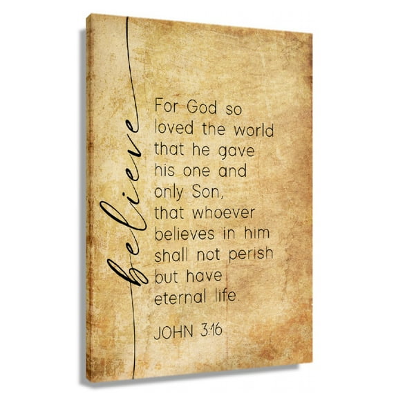 John 3 16 Bible Quote Wall Art Scripture Posters Poster Canvas Prints for Bathroom Picture Paintings for Hallway Wall Bedroom Decoration for Home