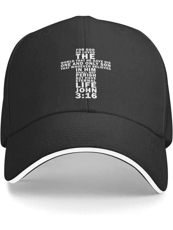 John 3:16 Bible Verse Christian Baseball Cap Summer Sun Hat Gift Women Trucker Hat Snapback Hat Men Dad Hat Black