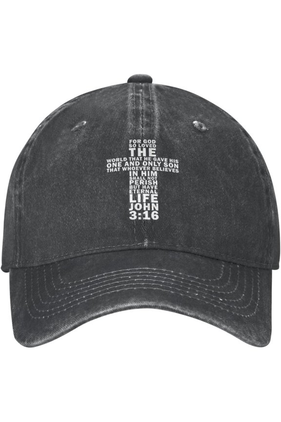 John 3:16 Bible Verse Christian Cowboy Hat Baseball Cap Women Trucker Hat Men Dad Hat Adjustable Snapback Hat Black