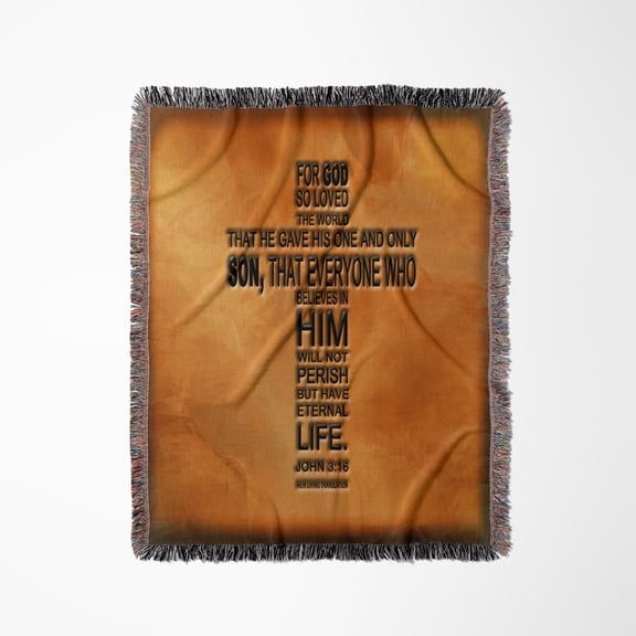 John 3 16 Bible Verse Embossed On A Copper Background, Woven Blanket