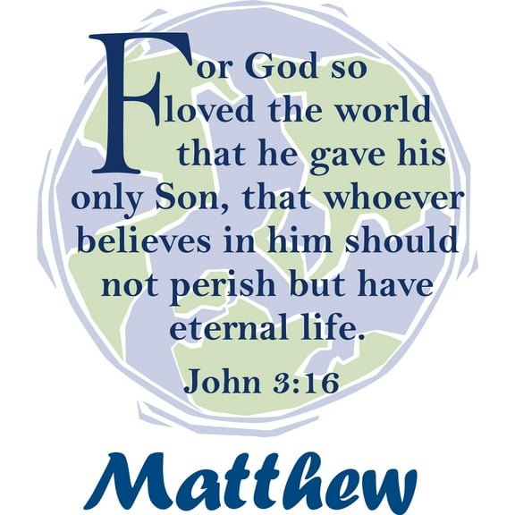 John 3:16 Bible Verse Religious Quotes Customized Wall Decal - Custom Vinyl Wall Art - Personalized Name - Baby Girls Boys Kids Bedroom Wall Decal Room Decor Wall Stickers Decoration Size (20x12 inch)