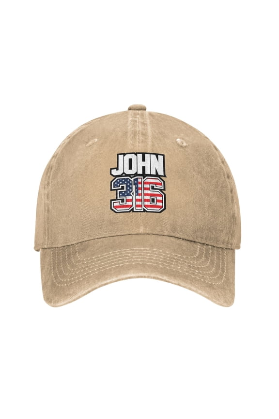 John 3-16 Bible Verse Unisex Adult Washed Denim Cotton Sport Outdoor Baseball Cap Adjustable Cowboy Baseball Hat