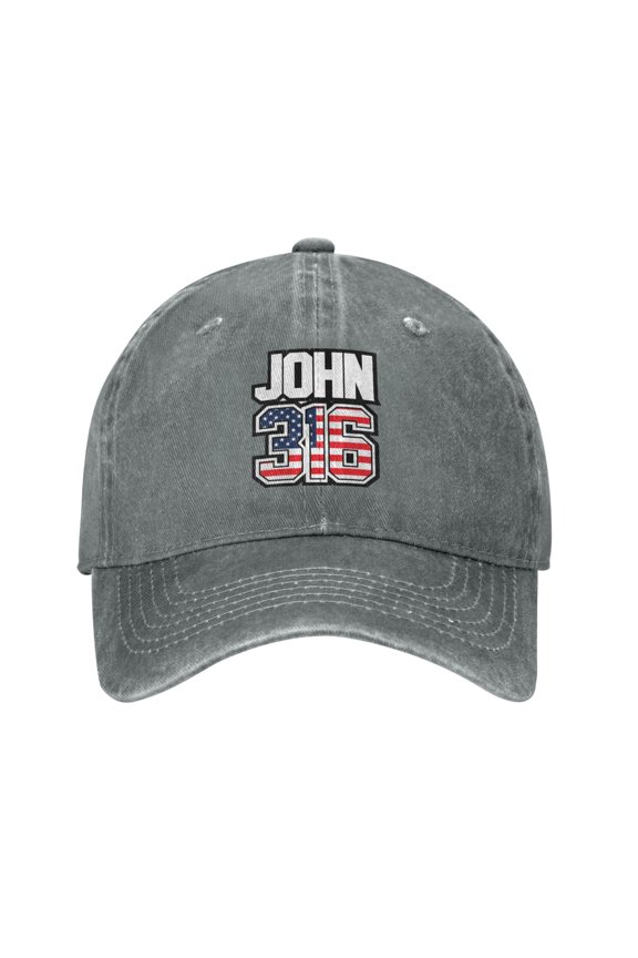 John 3-16 Bible Verse Unisex Adult Washed Denim Cotton Sport Outdoor Baseball Cap Adjustable Cowboy Baseball Hat