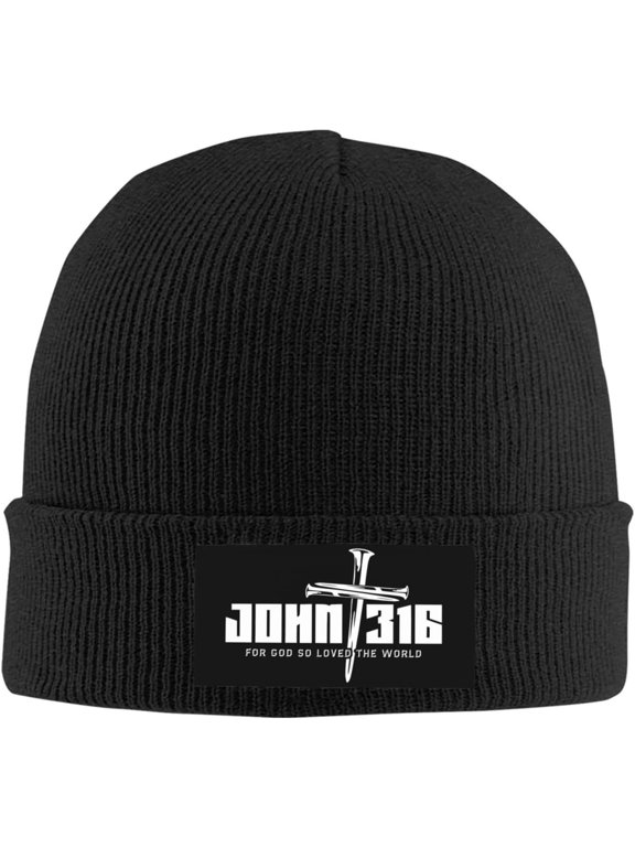 John 3 16 Christian Bible Cuffed Beanie Hat Winter Warm Soft Acrylic Men's Knit Hats Skull Cap