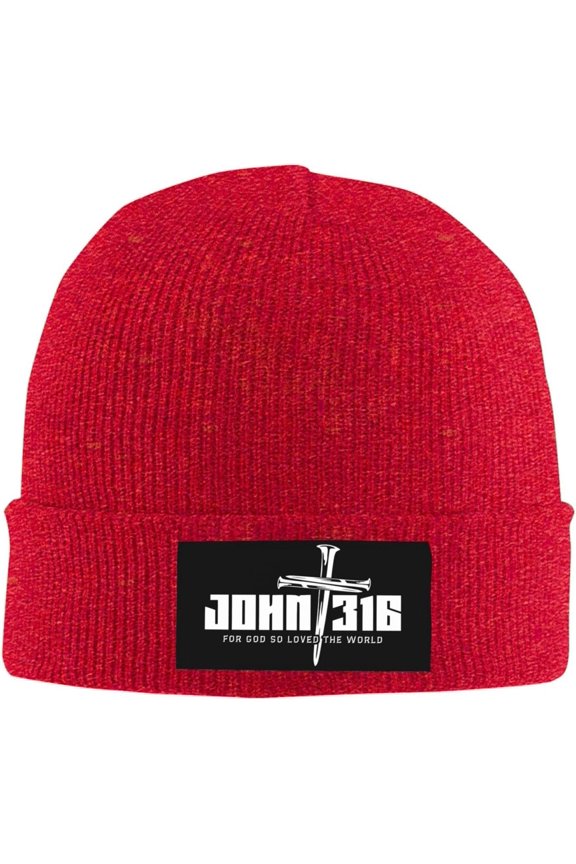 John 3 16 Christian Bible Cuffed Beanie Hat Winter Warm Soft Acrylic Men's Knit Hats Skull Cap