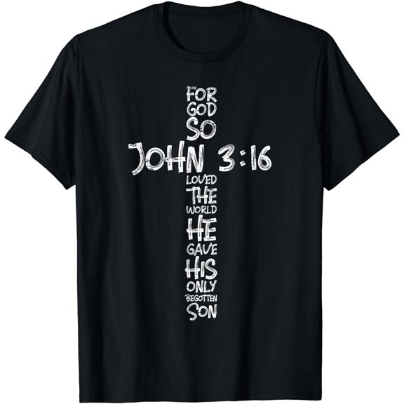 John 3:16 Christian Cross Religious Bible Verse Gifts T-Shirt