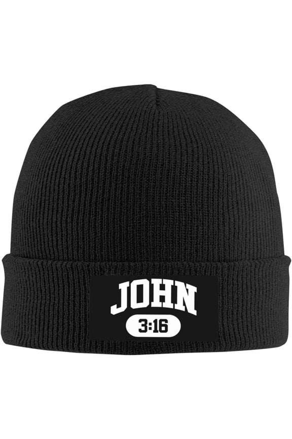 John 3:16 Christian Faith Believer Jesus Beanie Hat for Women Men Knit Hat Skull Cap Knitted Hat Slouchy Hat Black