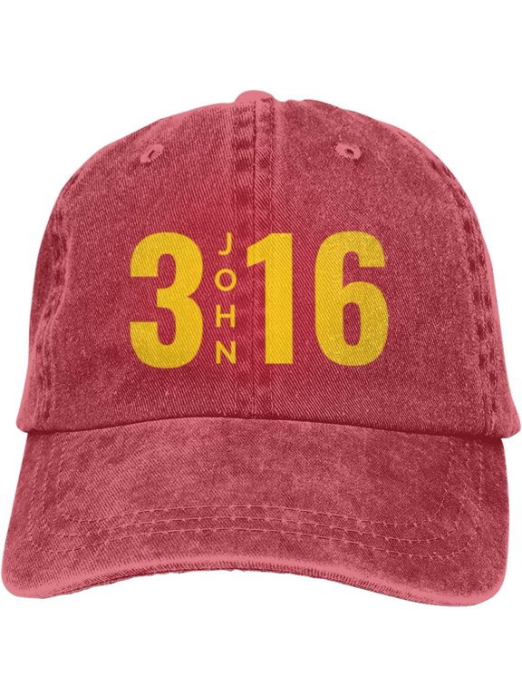 John 3:16 Christian Gifts Bible Gifts Cowboy Hat Washed Baseball Cap Retro Adjustable Dad Hats Gift for Men Women Red