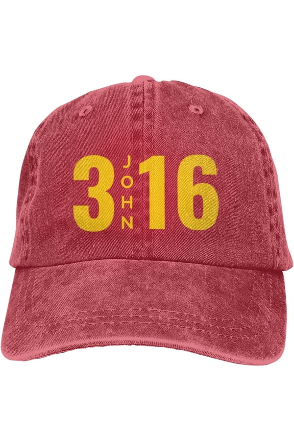 John 3:16 Christian Gifts Bible Gifts Cowboy Hat Washed Baseball Cap Retro Adjustable Dad Hats Gift for Men Women Red