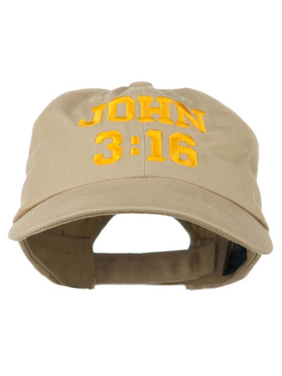John 3:16 Embroidered Pet Spun Cap - Khaki OSFM